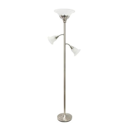 ELEGANT GARDEN DESIGN Elegant Designs LF2002-BSN 3 Light Floor Lamp with Scalloped Glass Shades; Brushed Nickel LF2002-BSN